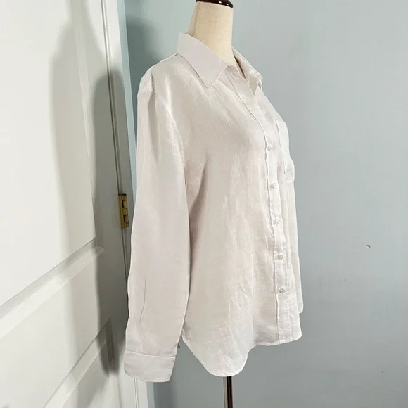 H&M 100% linen white essential Button Down Shirt size S - Picture 7 of 10